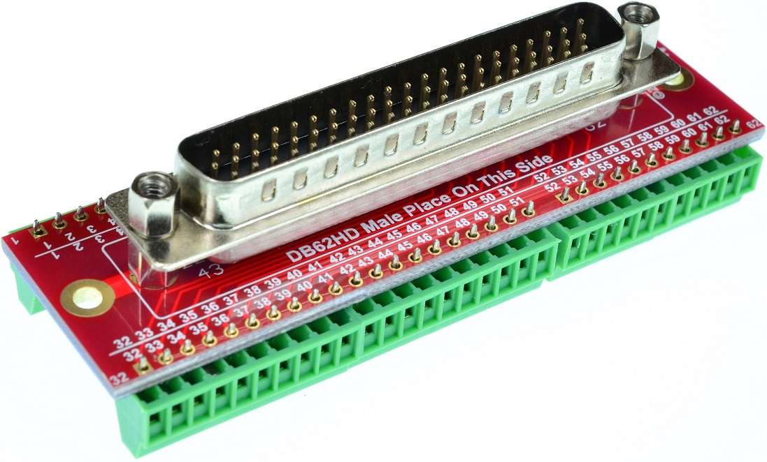 D-Sub High Density 62 DB62HD Male Connector Breakout Board